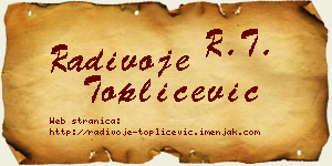 Radivoje Topličević vizit kartica